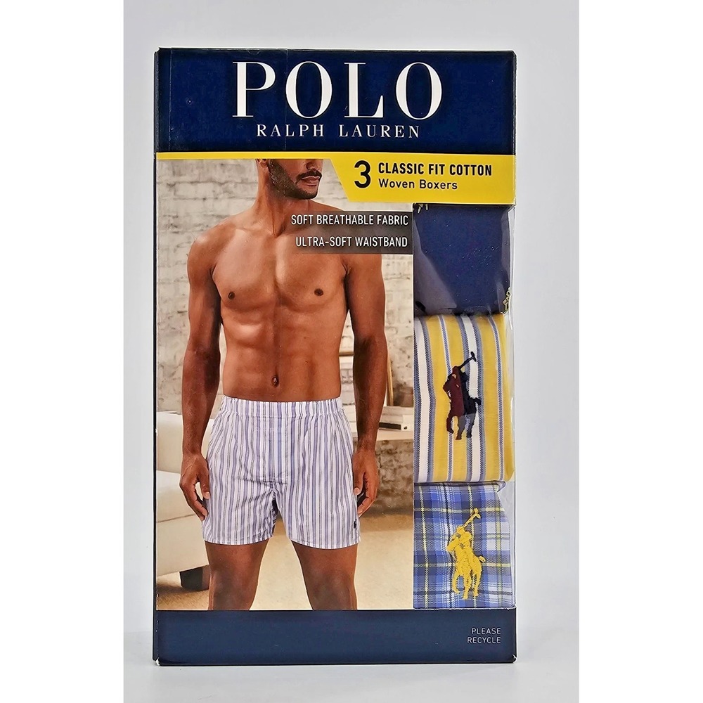 Polo Ralph Lauren Mens SMALL S Classic Fit Cotton‎ Woven Boxers Multicolor NEW